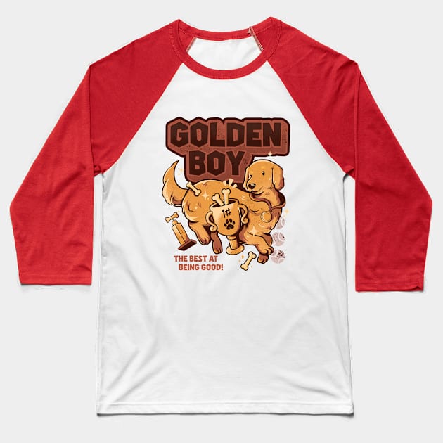 Golden Boy - Cute Golden Retriever Dog Gift Baseball T-Shirt by eduely